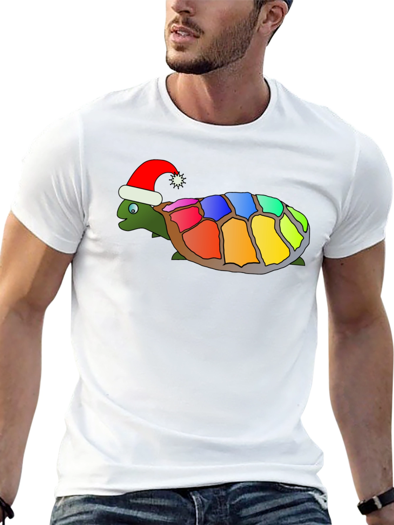 Festive Rainbow Turtle Graphic Tee