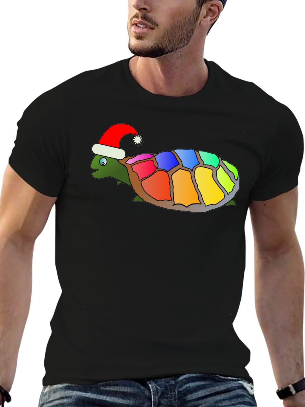 Festive Rainbow Turtle Graphic Tee