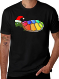 Festive Rainbow Turtle Graphic Tee