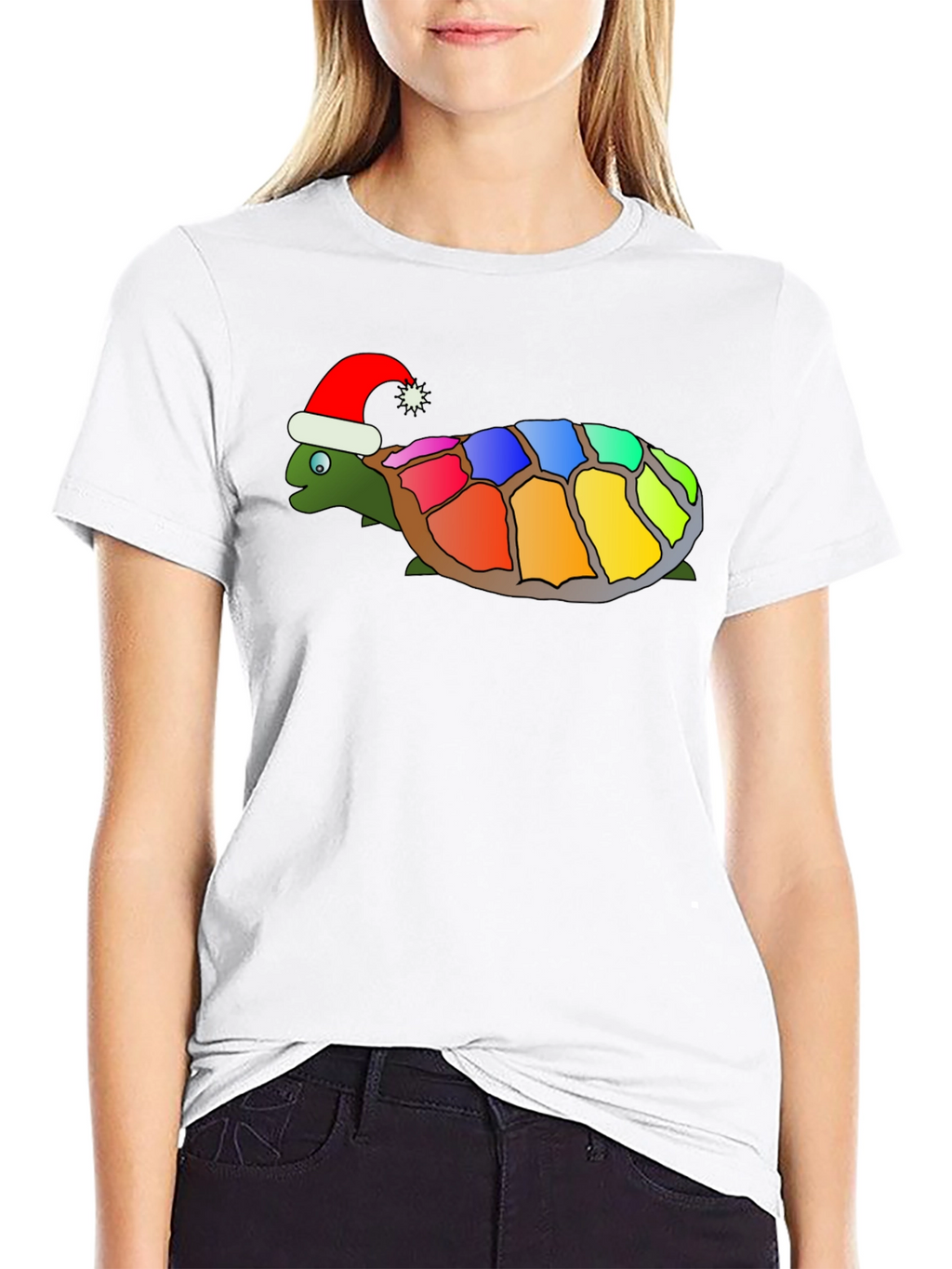 Festive Rainbow Turtle Graphic Tee