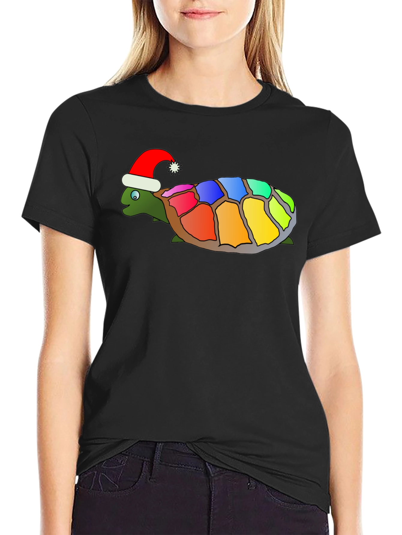 Festive Rainbow Turtle Graphic Tee