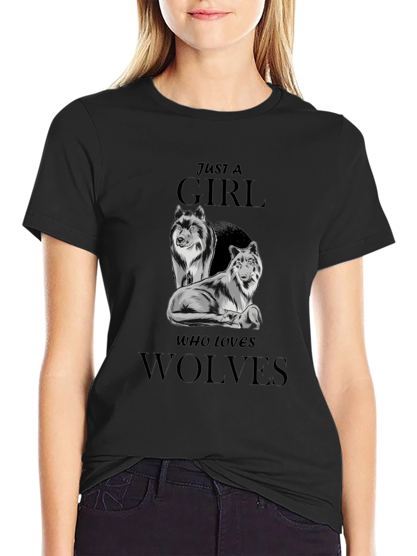Just a Girl Who Loves Wolves Graphic Tee