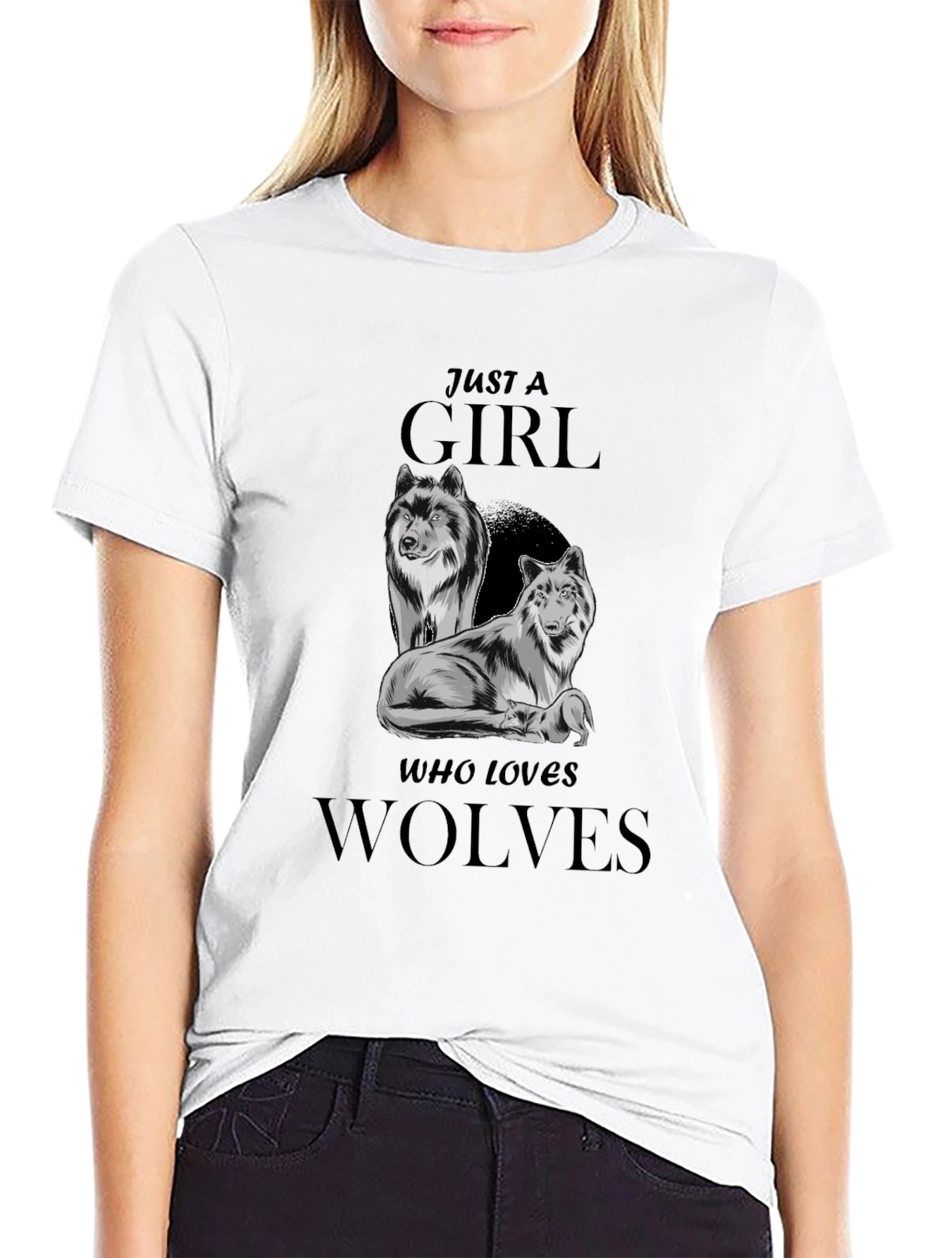 Just a Girl Who Loves Wolves Graphic Tee