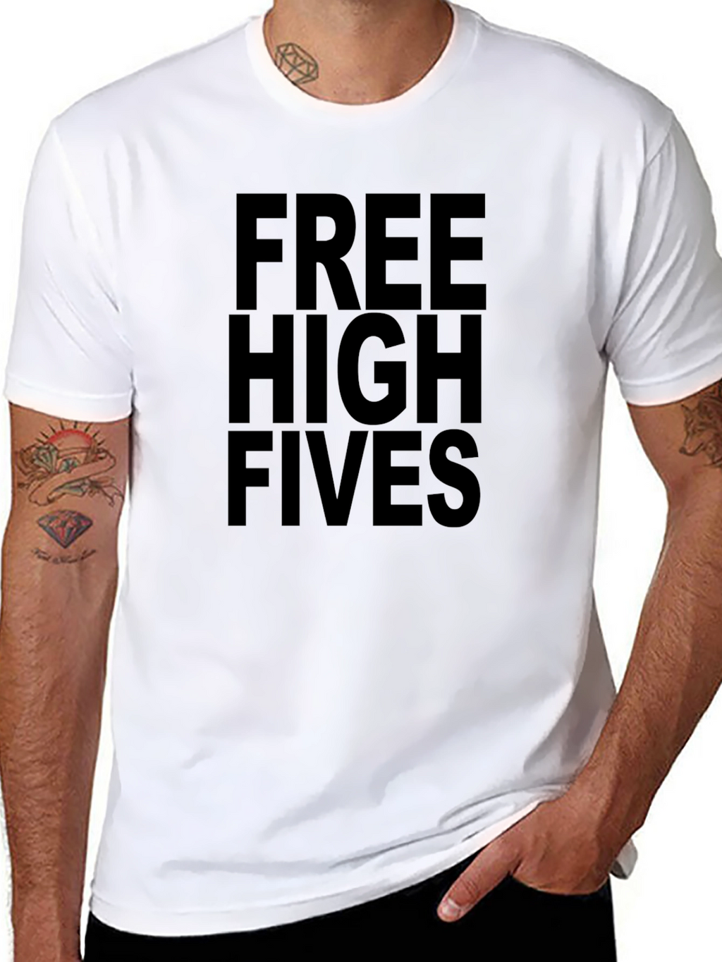 Free High Fives Graphic Tee - Black Casual T-Shirt