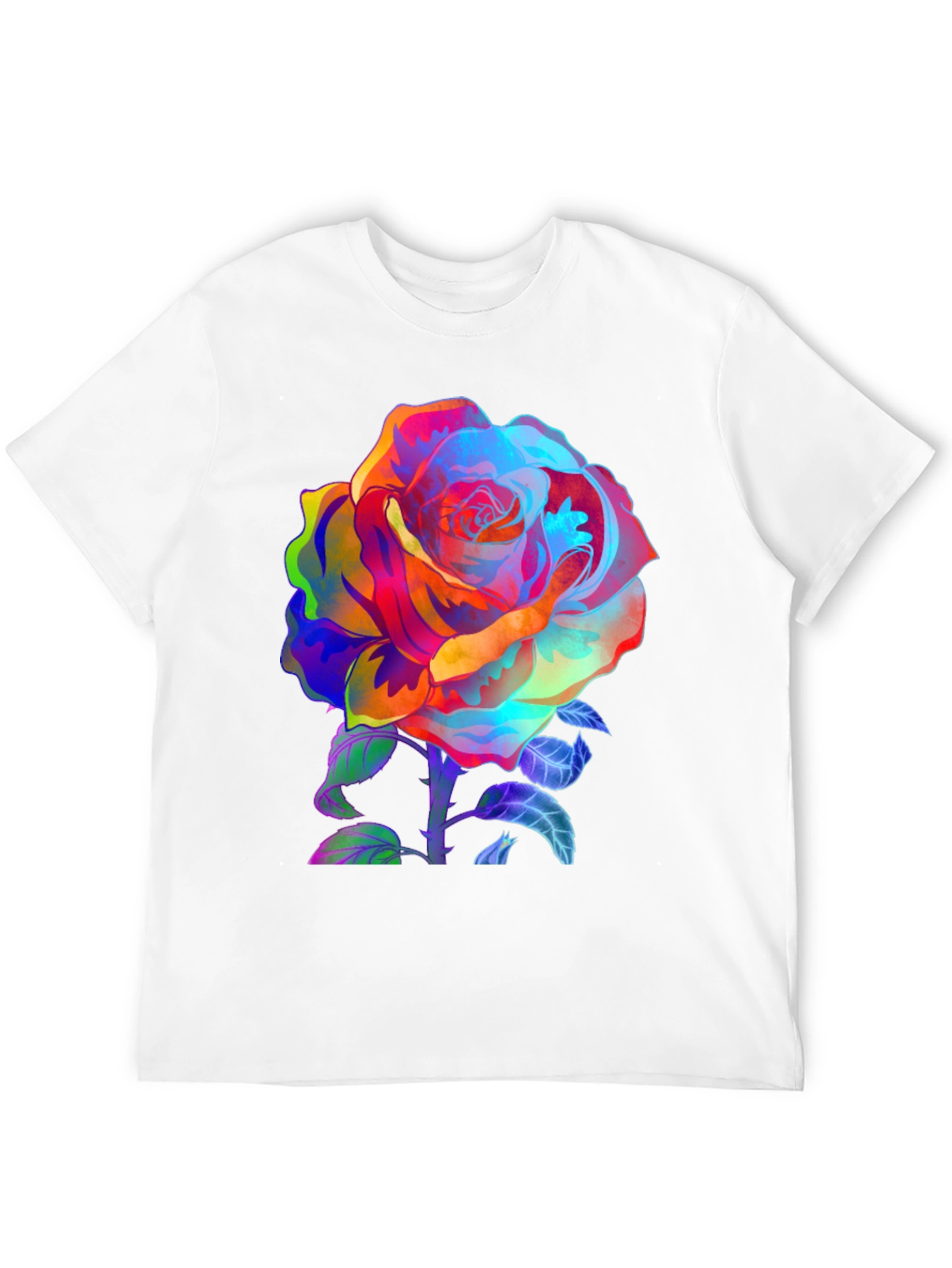 Vibrant Rose Graphic Tee - Mens Black T-Shirt