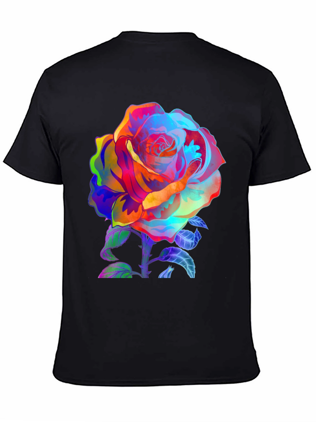 Vibrant Rose Graphic Tee - Mens Black T-Shirt