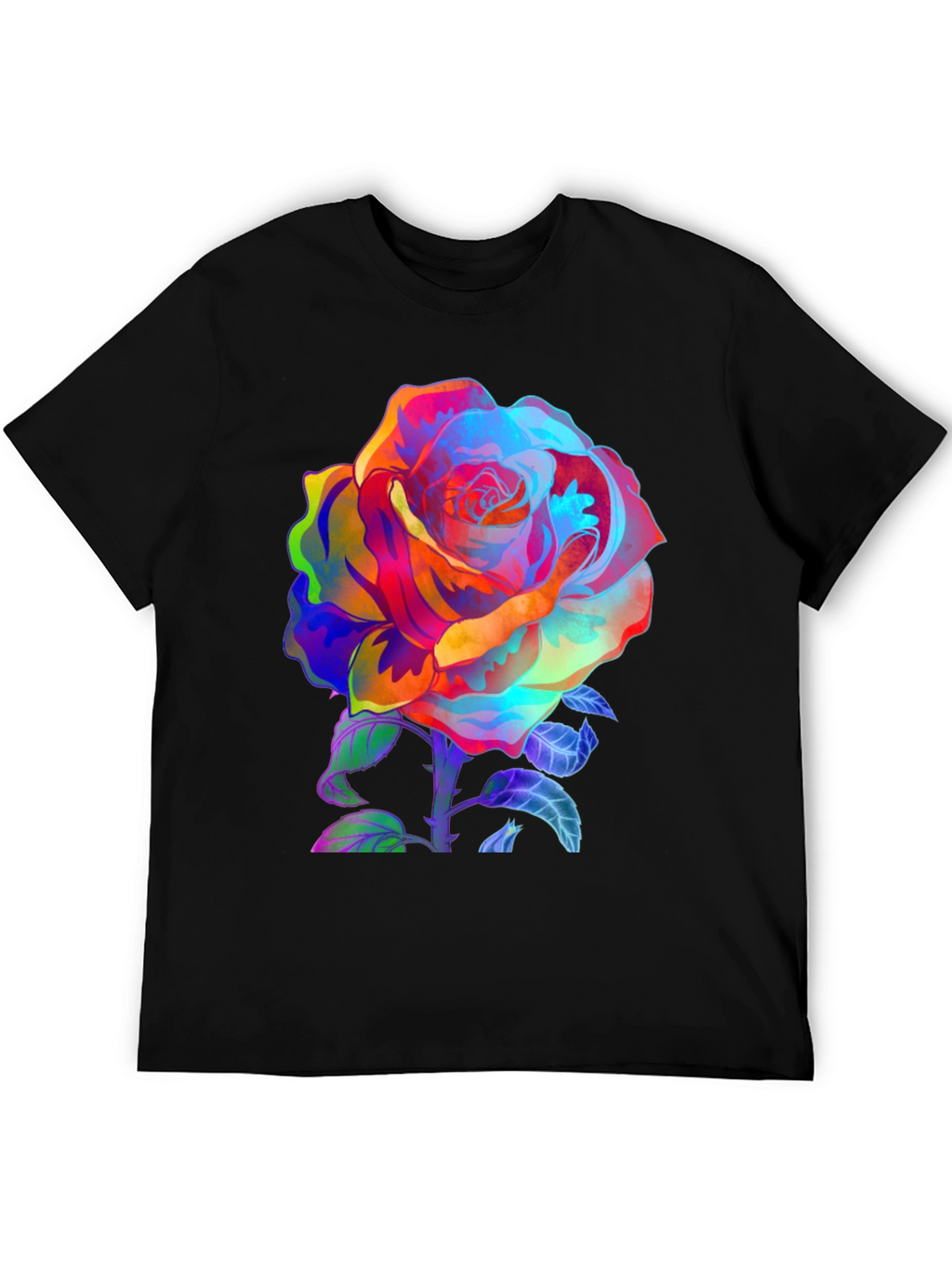 Vibrant Rose Graphic Tee - Mens Black T-Shirt