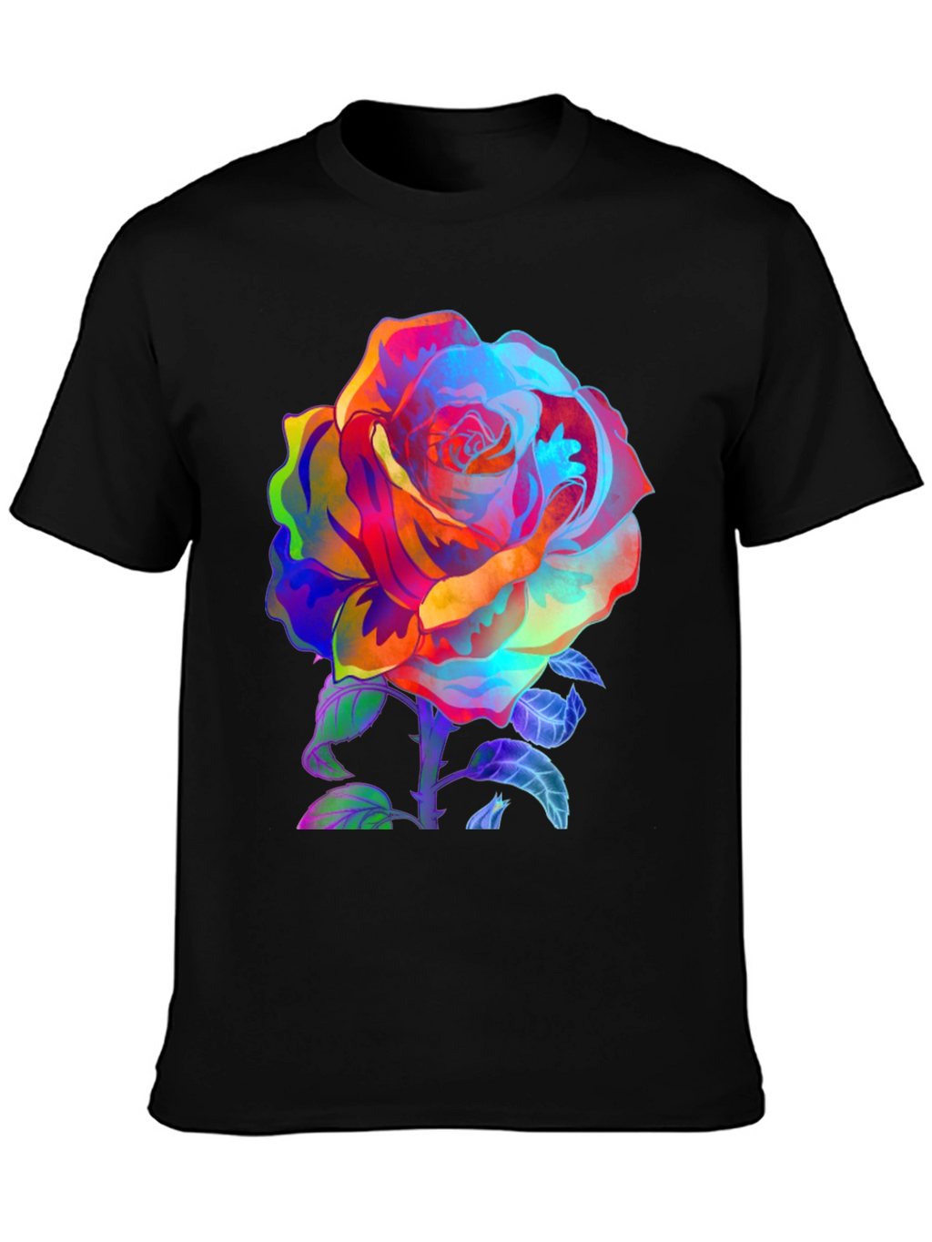 Vibrant Rose Graphic Tee - Mens Black T-Shirt