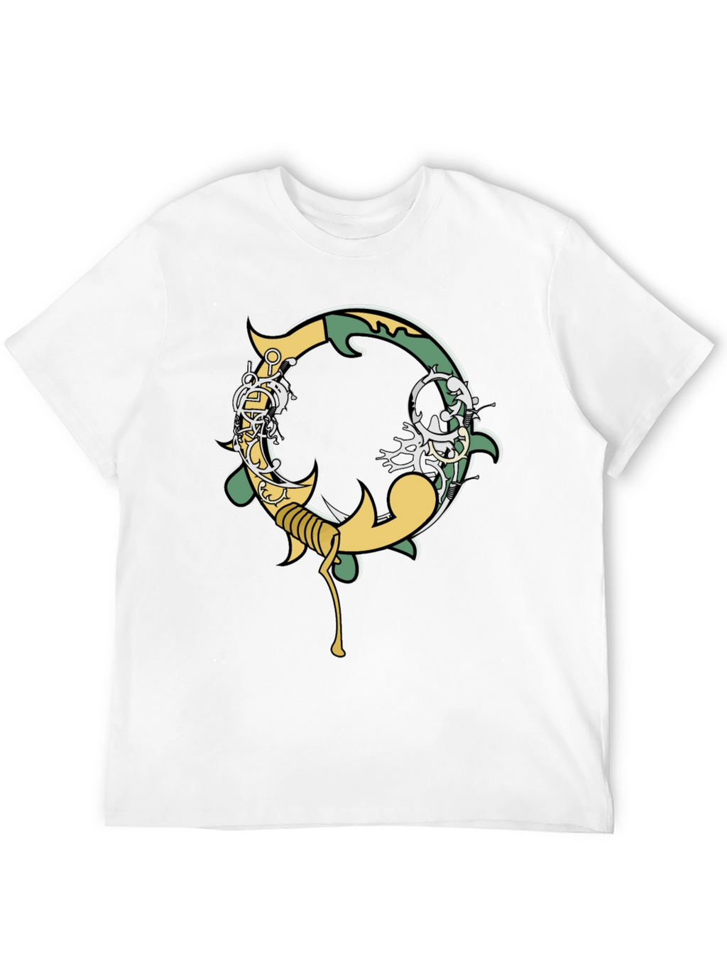 Black Graphic Tee - Ornate Initial O Design
