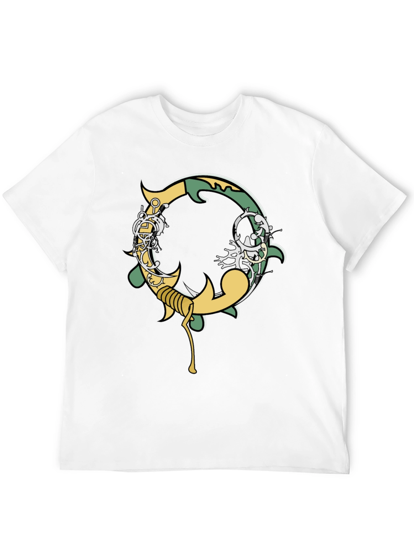 Black Graphic Tee - Ornate Initial O Design