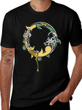 Black Graphic Tee - Ornate Initial O Design