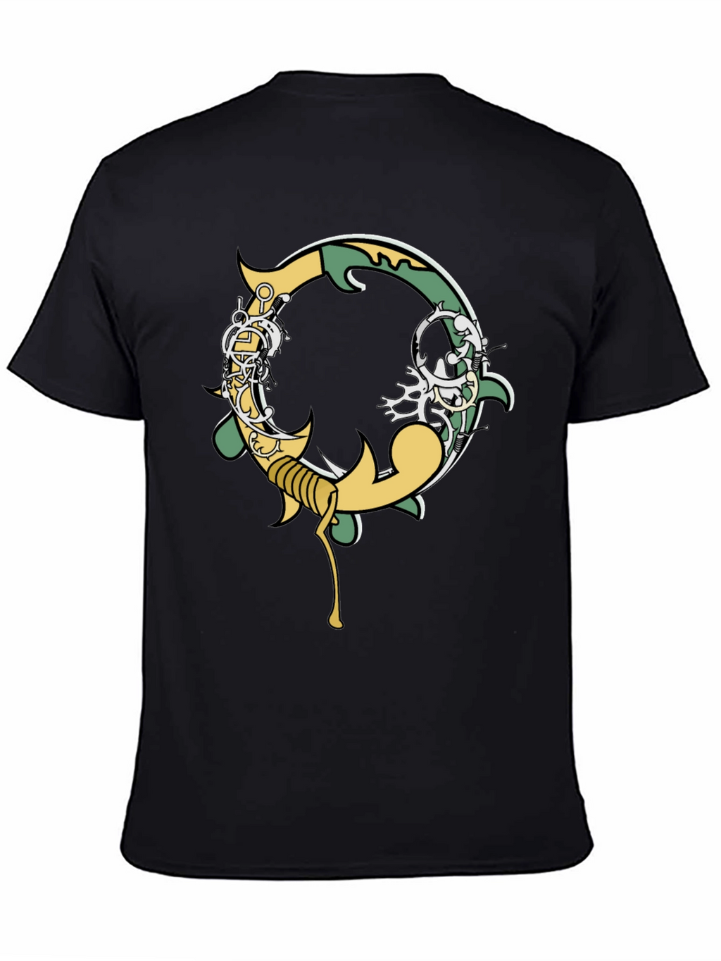 Black Graphic Tee - Ornate Initial O Design
