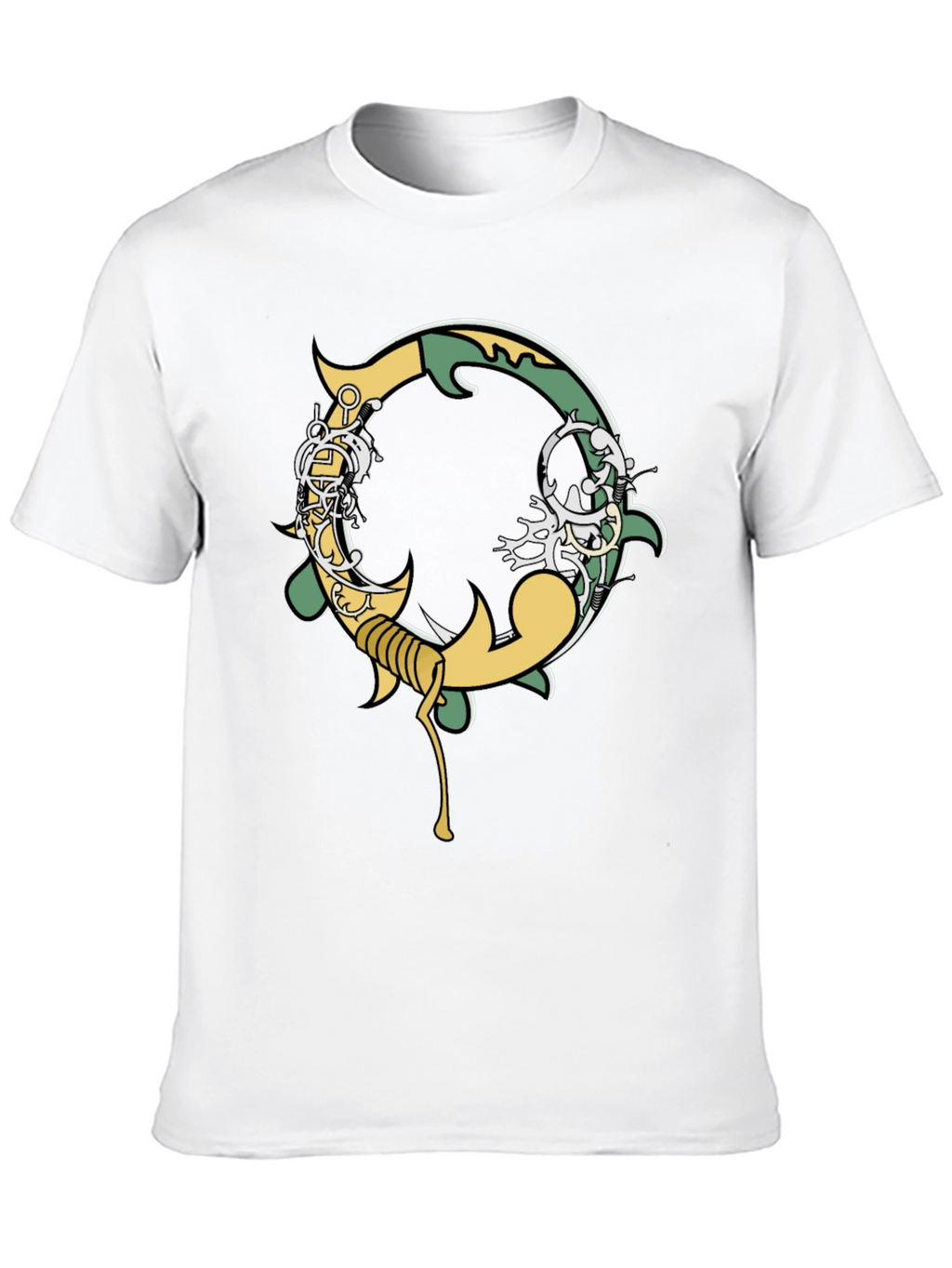 Black Graphic Tee - Ornate Initial O Design