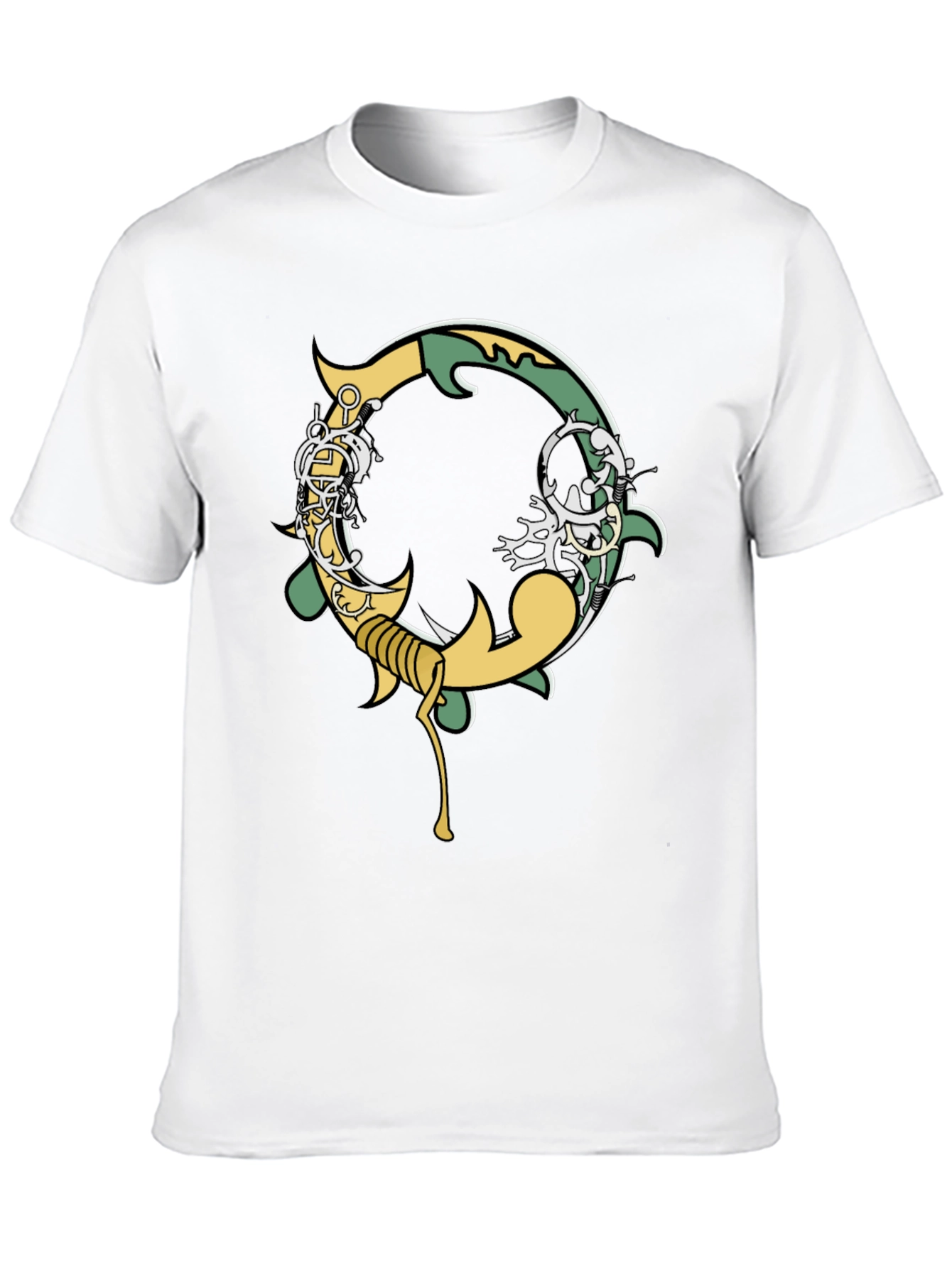 Black Graphic Tee - Ornate Initial O Design