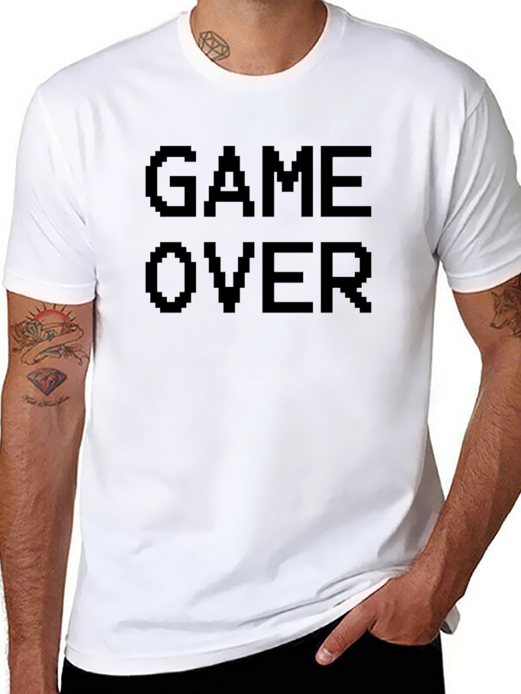 Game Over Pixel Art Black T-Shirt