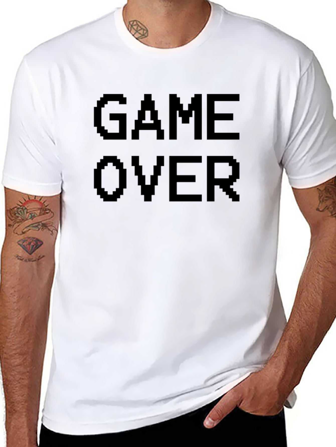 Game Over Pixel Art Black T-Shirt