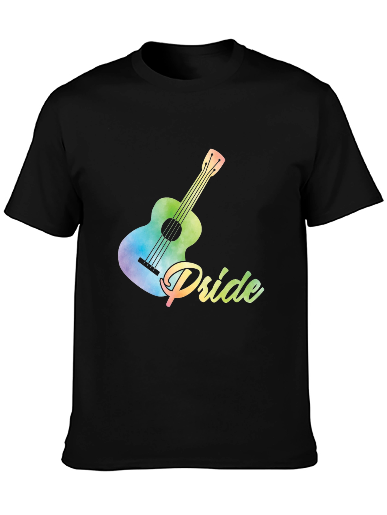 Pride Guitar T-Shirt - Rainbow Watercolor Graphic Tee