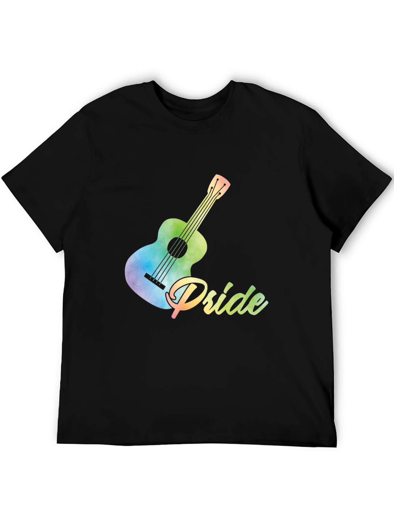 Pride Guitar T-Shirt - Rainbow Watercolor Graphic Tee