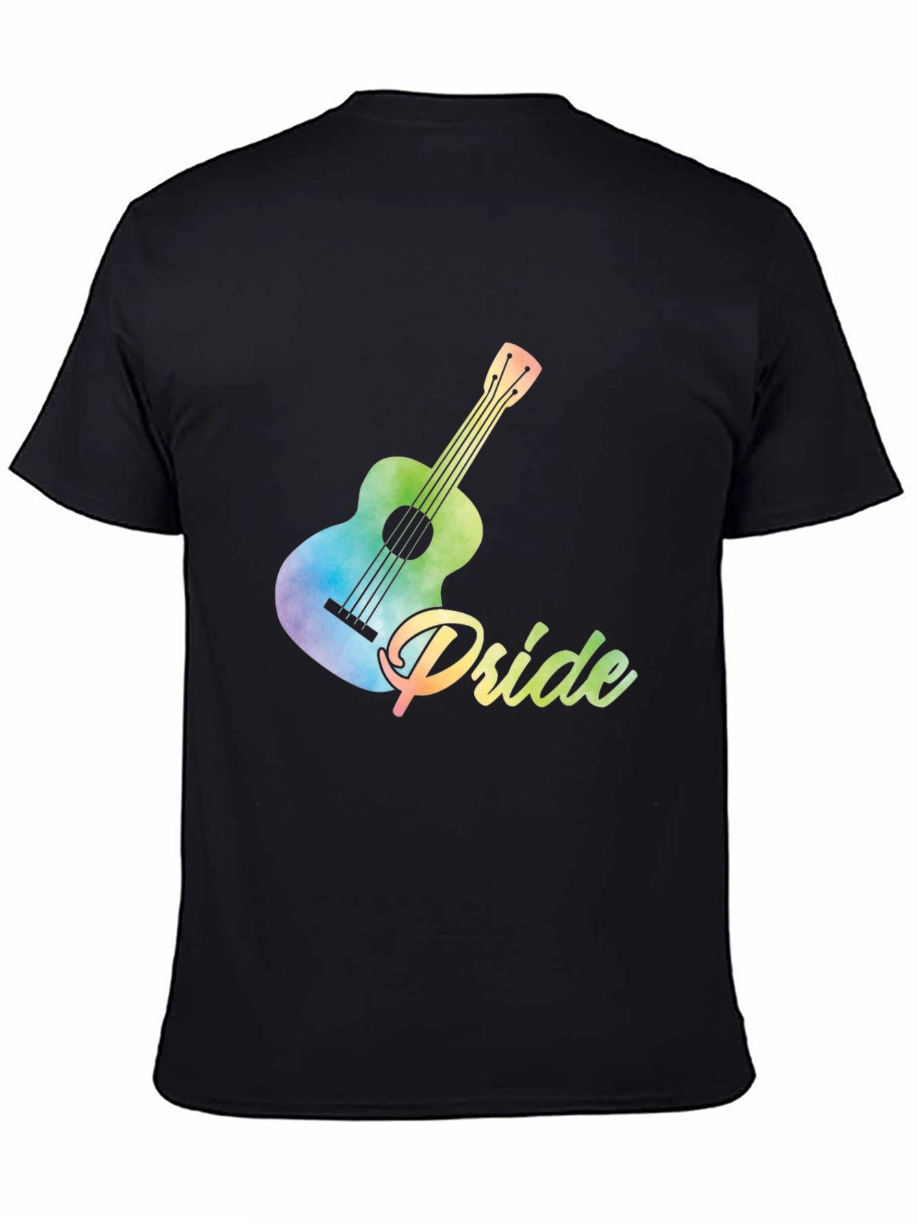 Pride Guitar T-Shirt - Rainbow Watercolor Graphic Tee