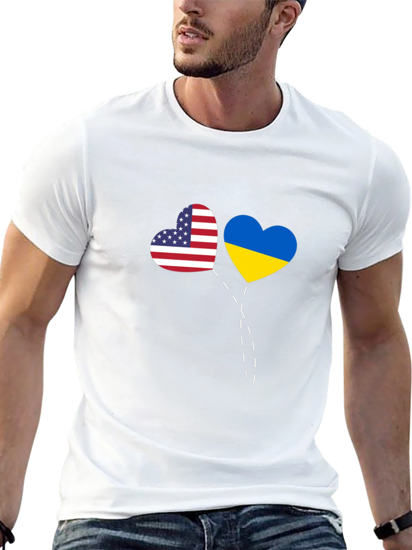 USA & Ukraine Heart T-Shirt - Stand Together