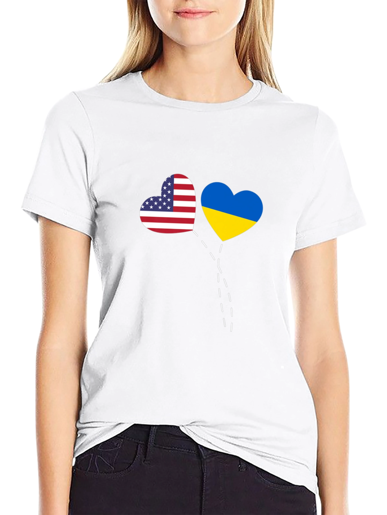 USA & Ukraine Heart T-Shirt - Stand Together