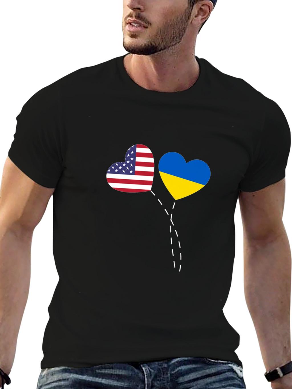USA & Ukraine Heart T-Shirt - Stand Together