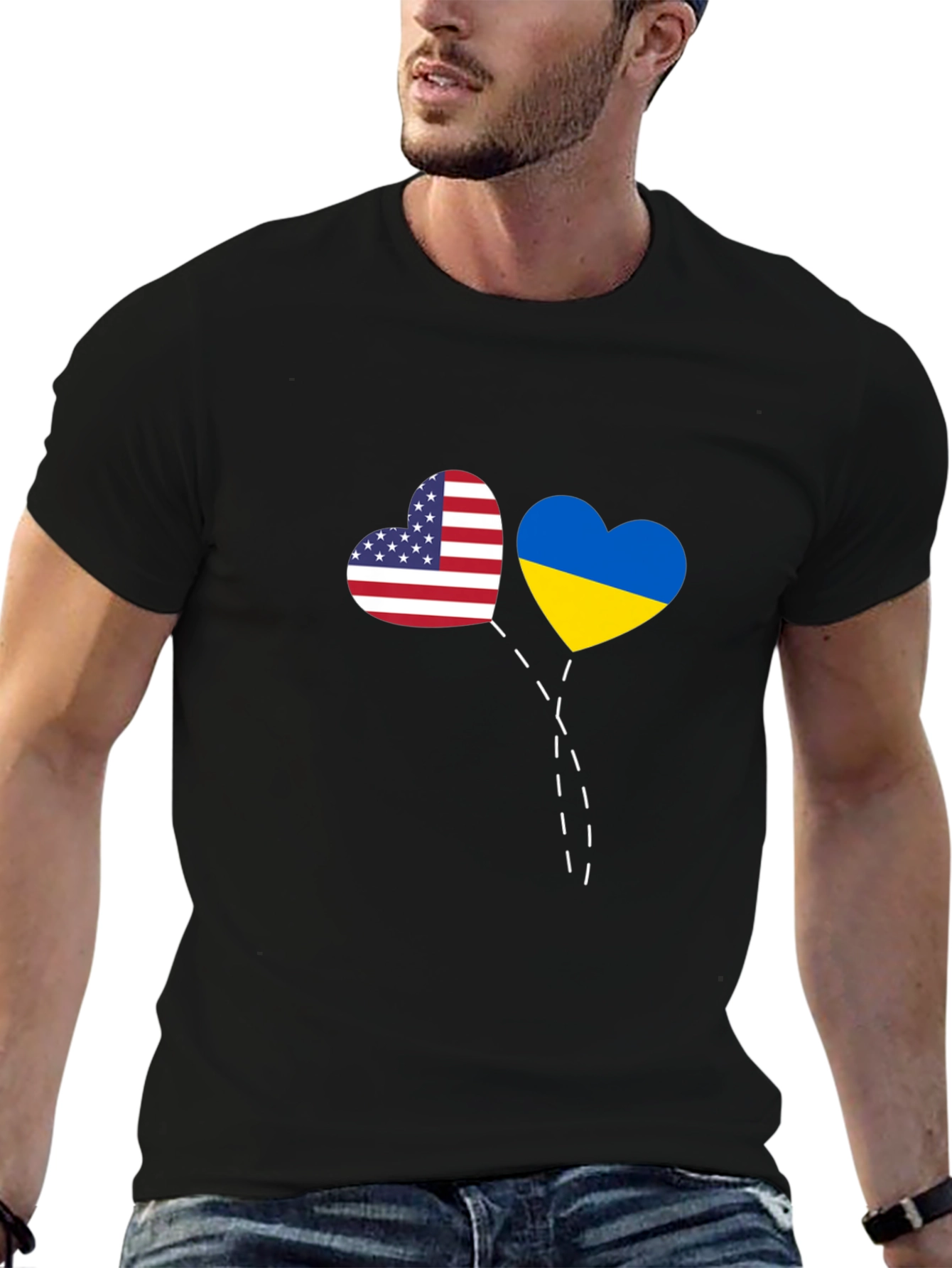 USA & Ukraine Heart T-Shirt - Stand Together
