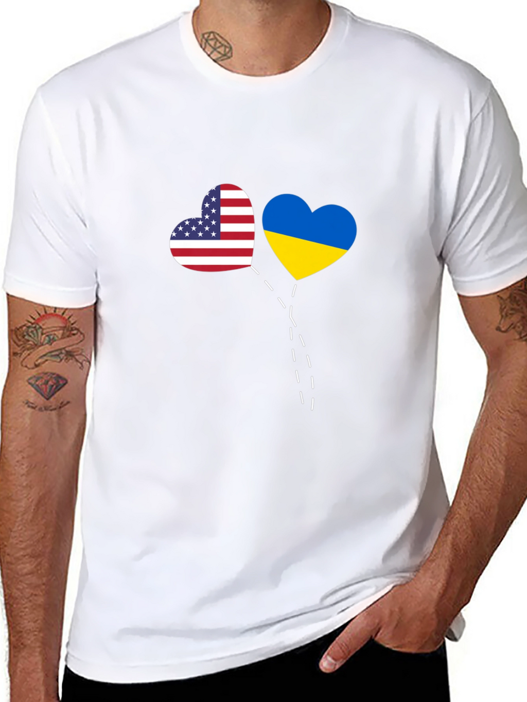 USA & Ukraine Heart T-Shirt - Stand Together
