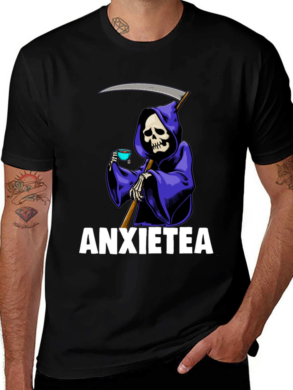 Anxietea Graphic T-Shirt - Grim Reaper Tea Time