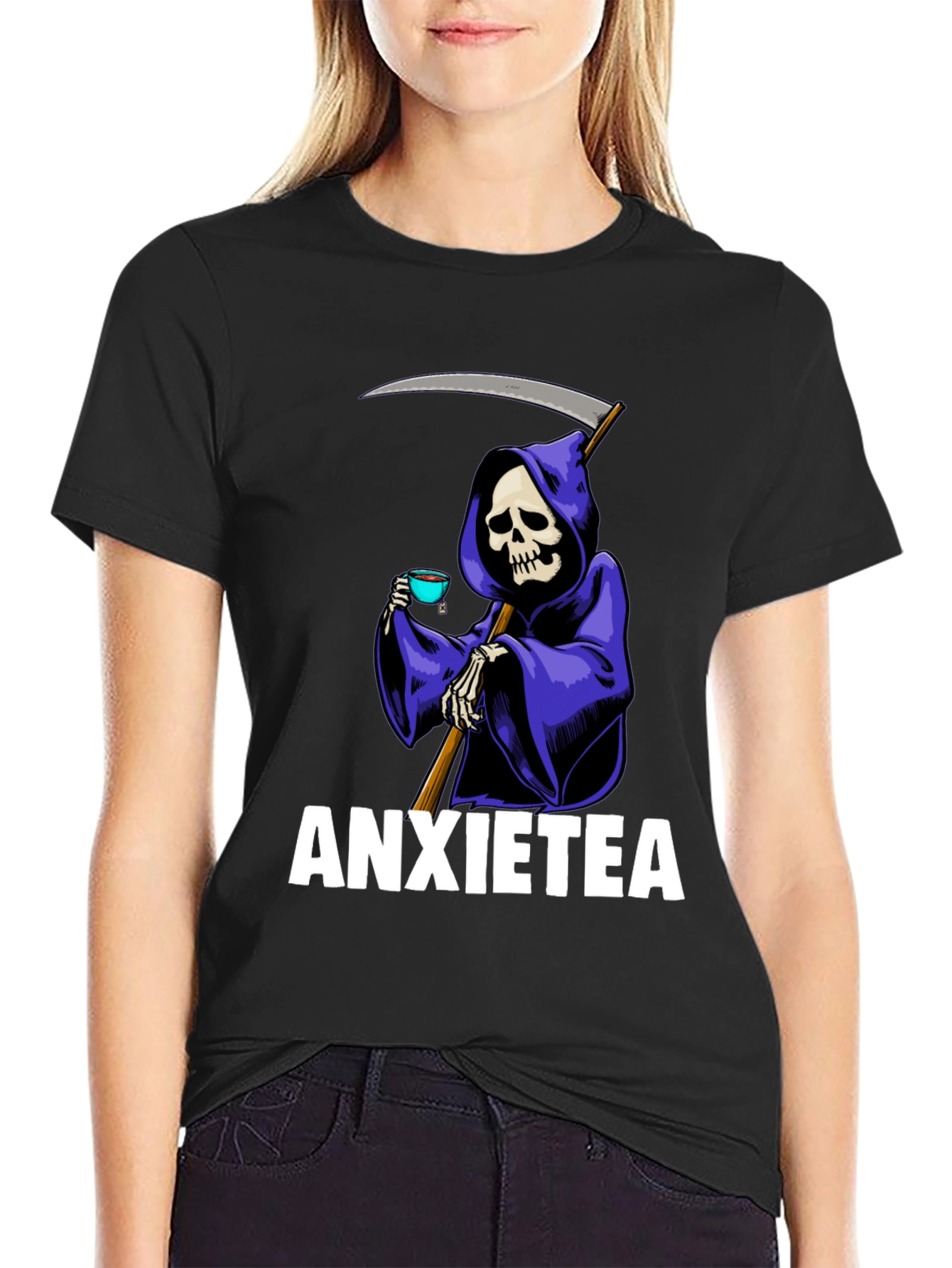 Anxietea Graphic T-Shirt - Grim Reaper Tea Time