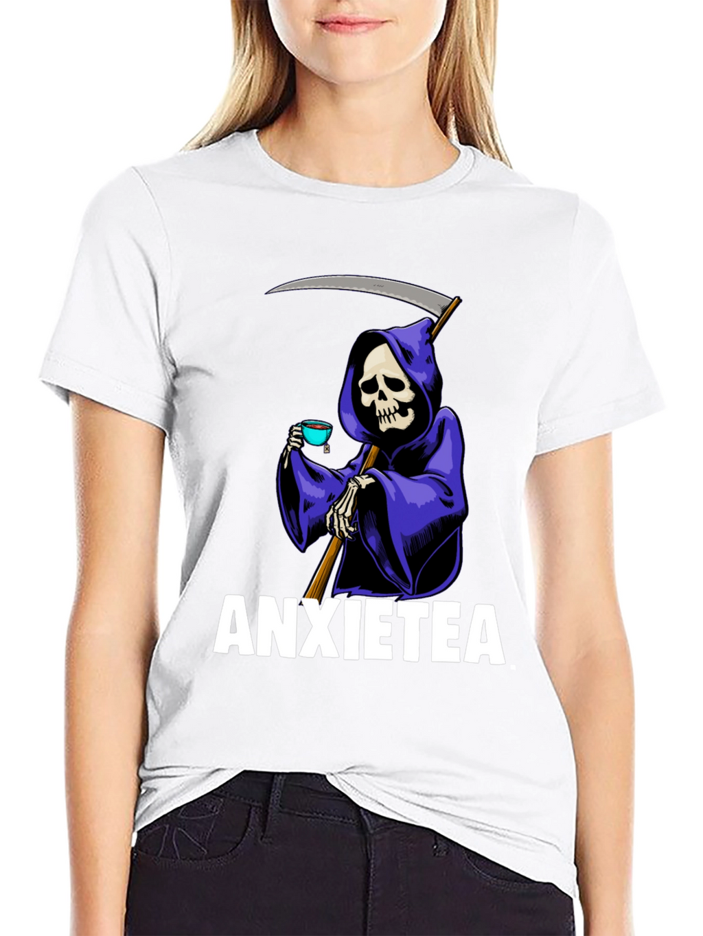 Anxietea Graphic T-Shirt - Grim Reaper Tea Time