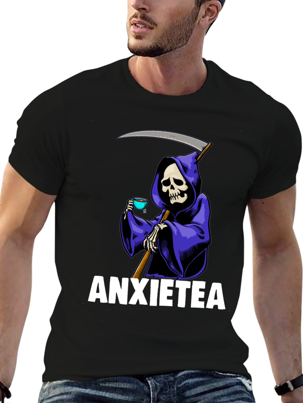 Anxietea Graphic T-Shirt - Grim Reaper Tea Time