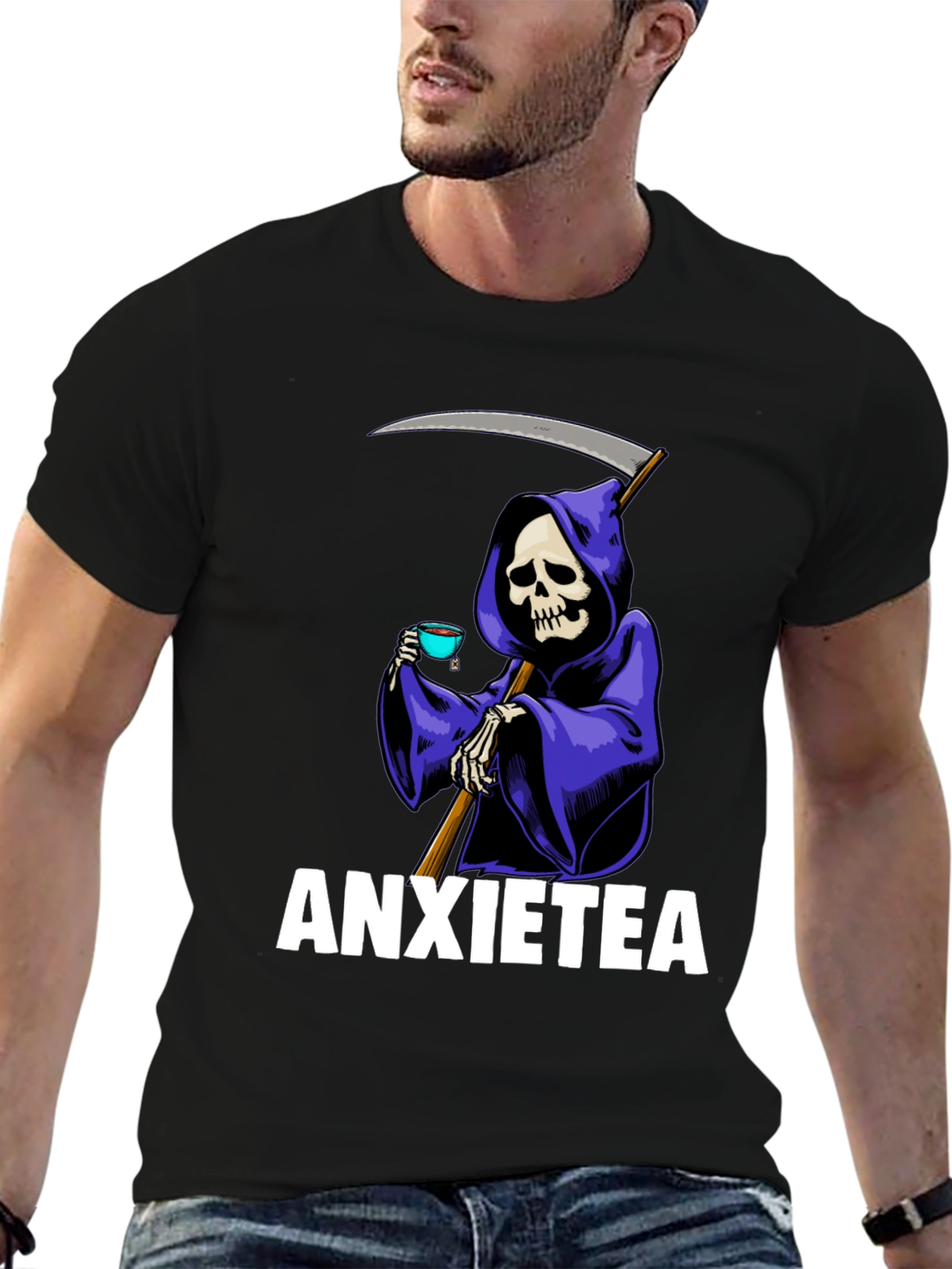 Anxietea Graphic T-Shirt - Grim Reaper Tea Time