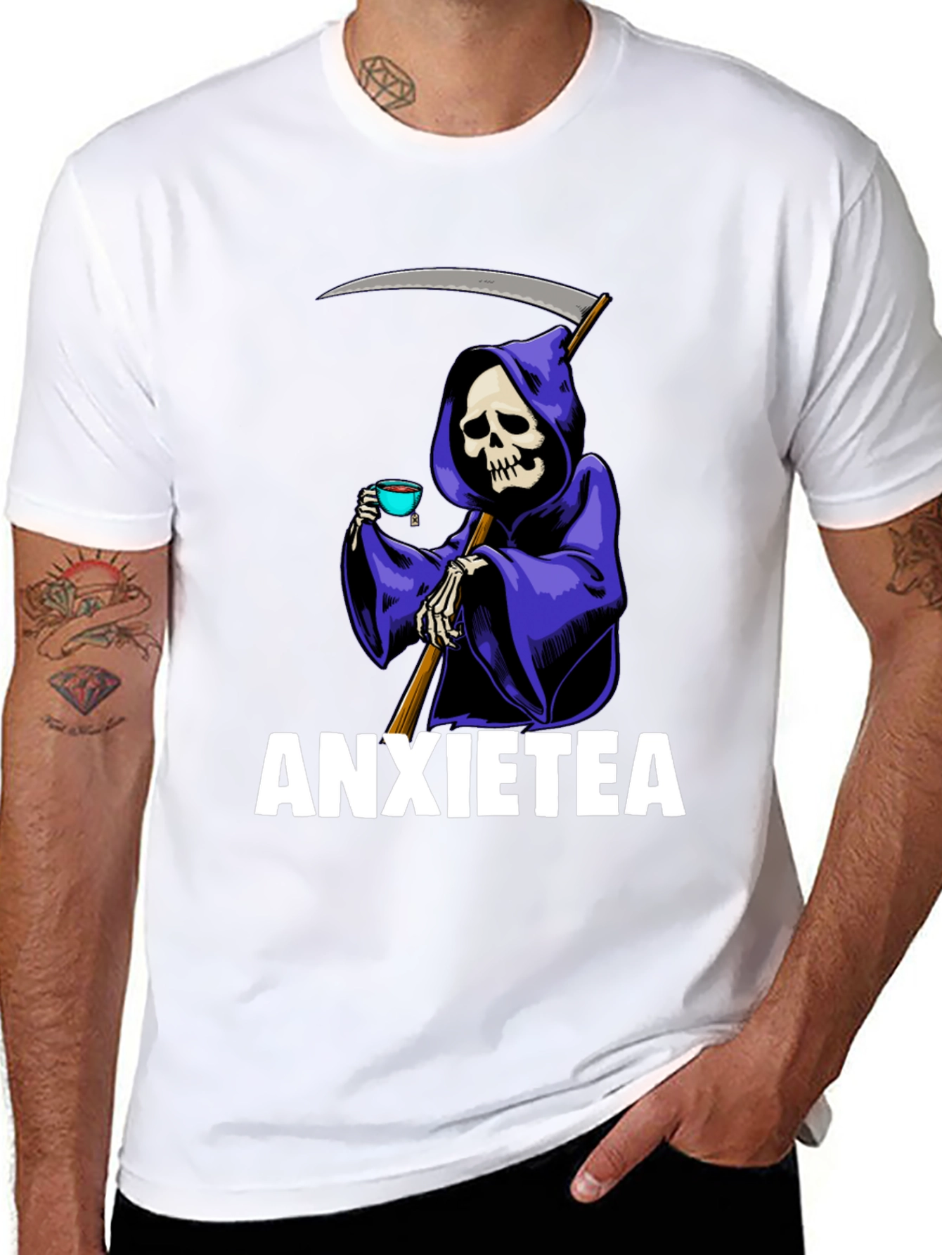 Anxietea Graphic T-Shirt - Grim Reaper Tea Time