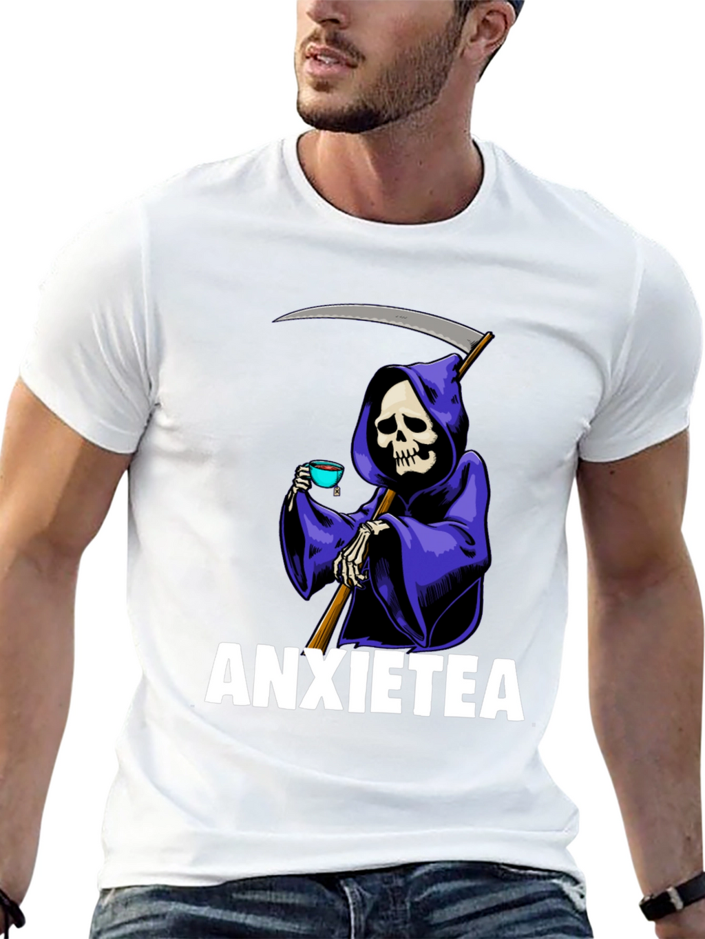 Anxietea Graphic T-Shirt - Grim Reaper Tea Time