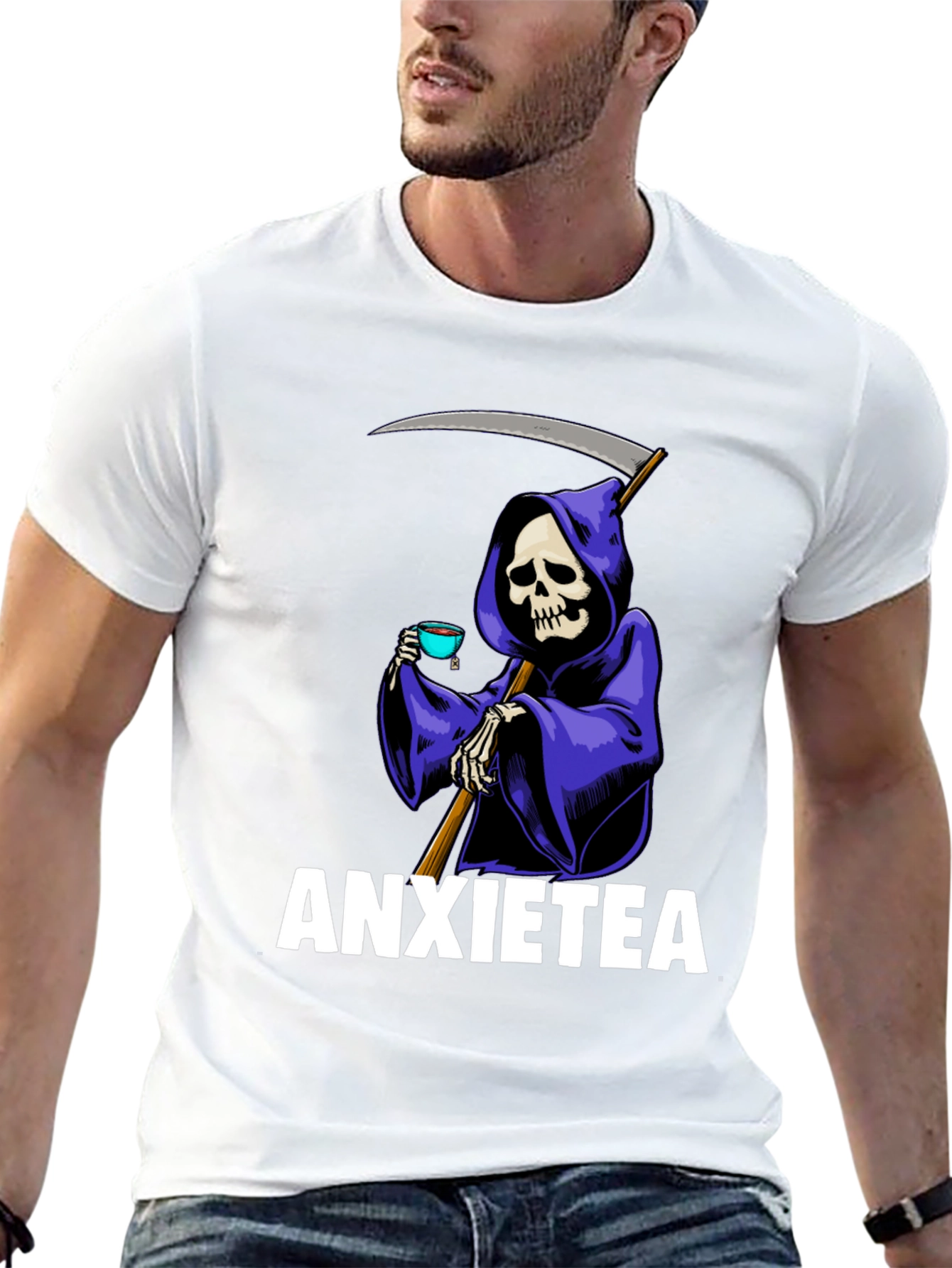 Anxietea Graphic T-Shirt - Grim Reaper Tea Time