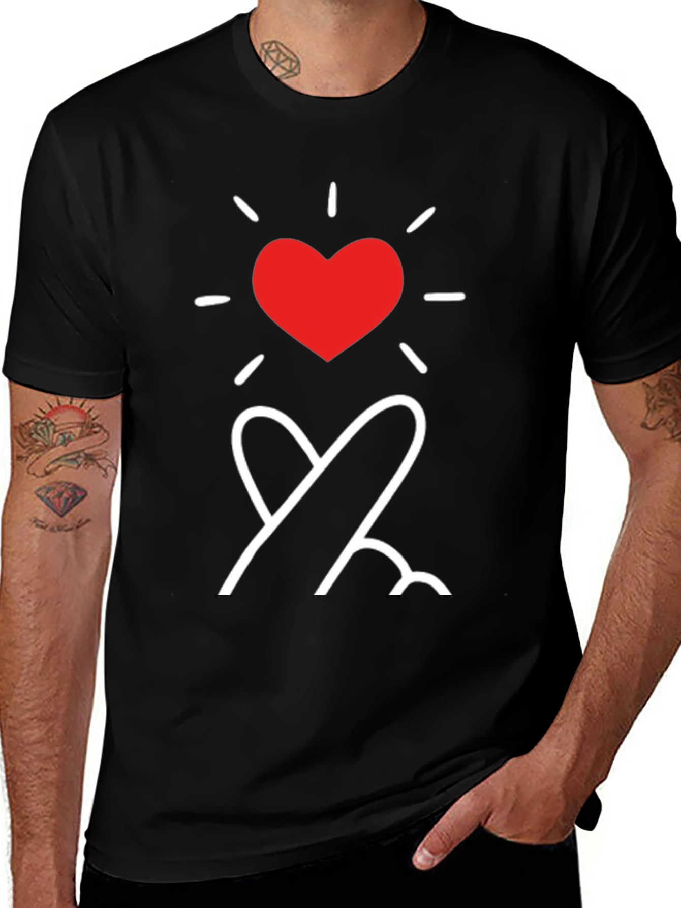 Heart Fingers T-Shirt - Stylish Korean Love Sign Tee
