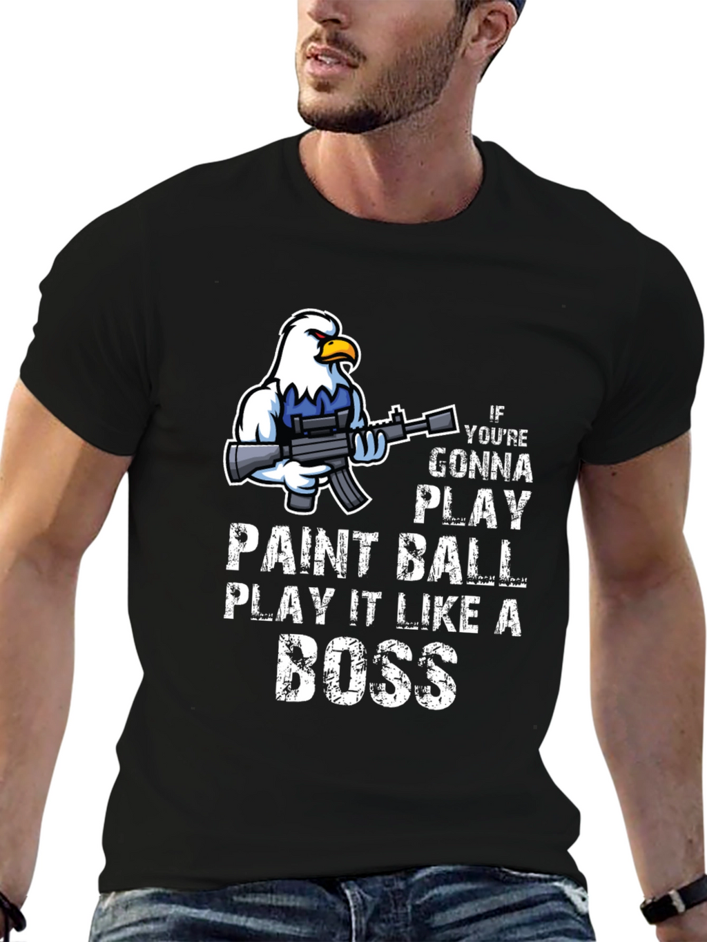 Paintball Boss T-Shirt - Eagle with Gun