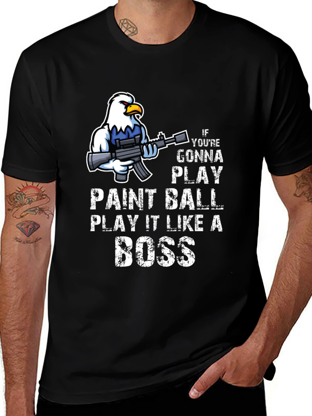 Paintball Boss T-Shirt - Eagle with Gun