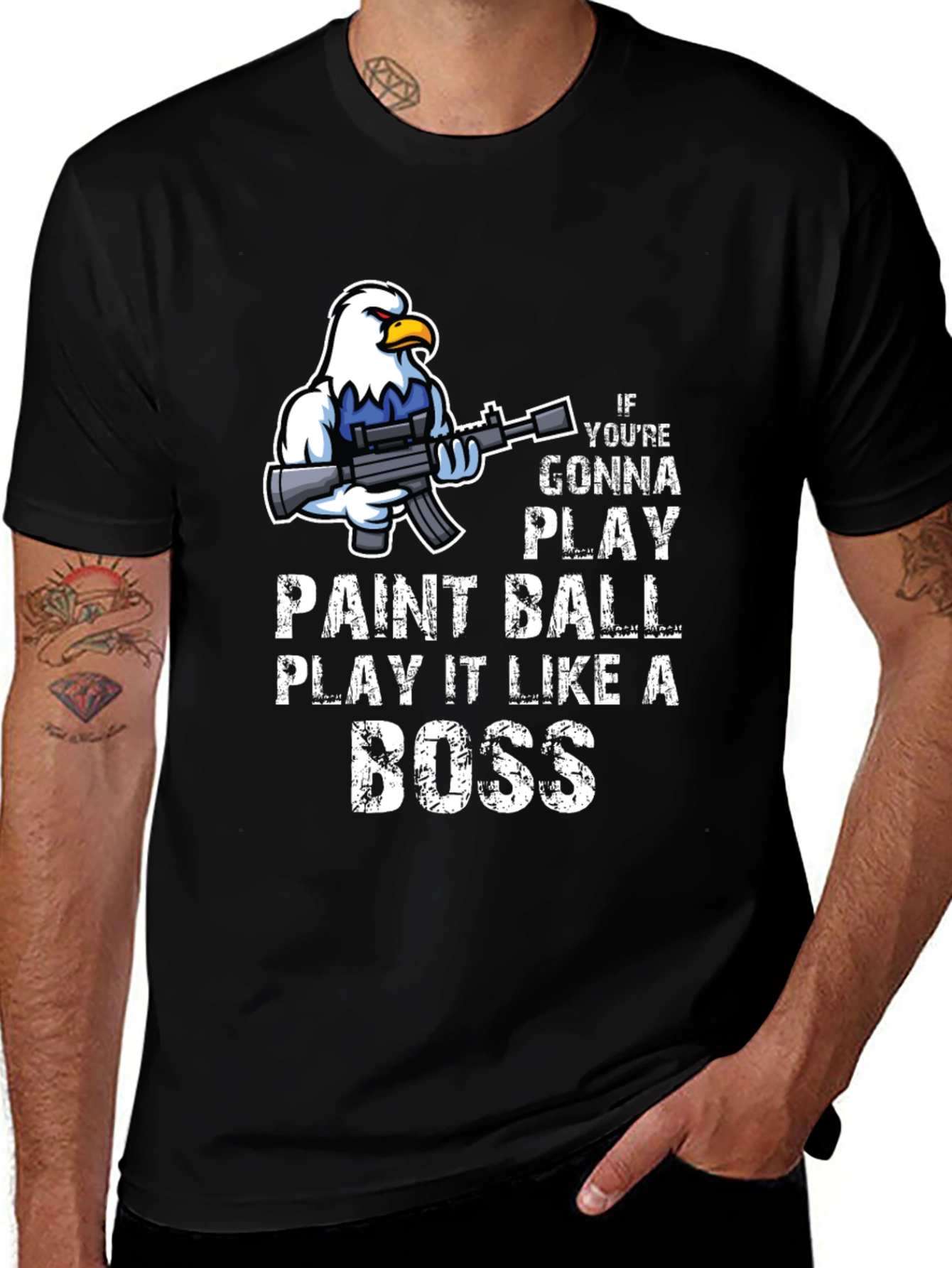 Paintball Boss T-Shirt - Eagle with Gun