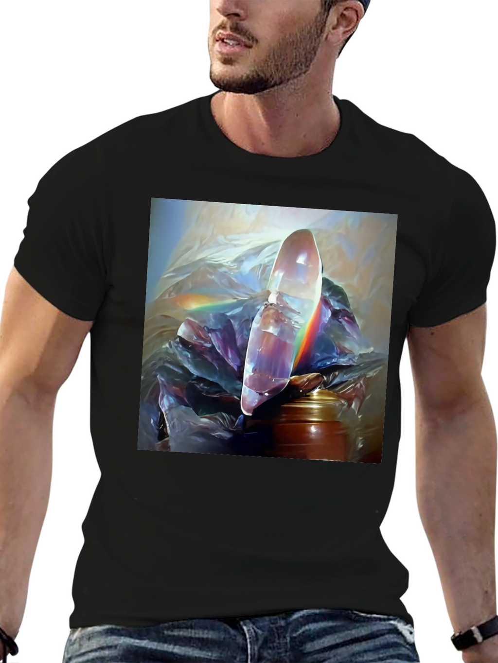 Abstract Crystal Art Black Tee
