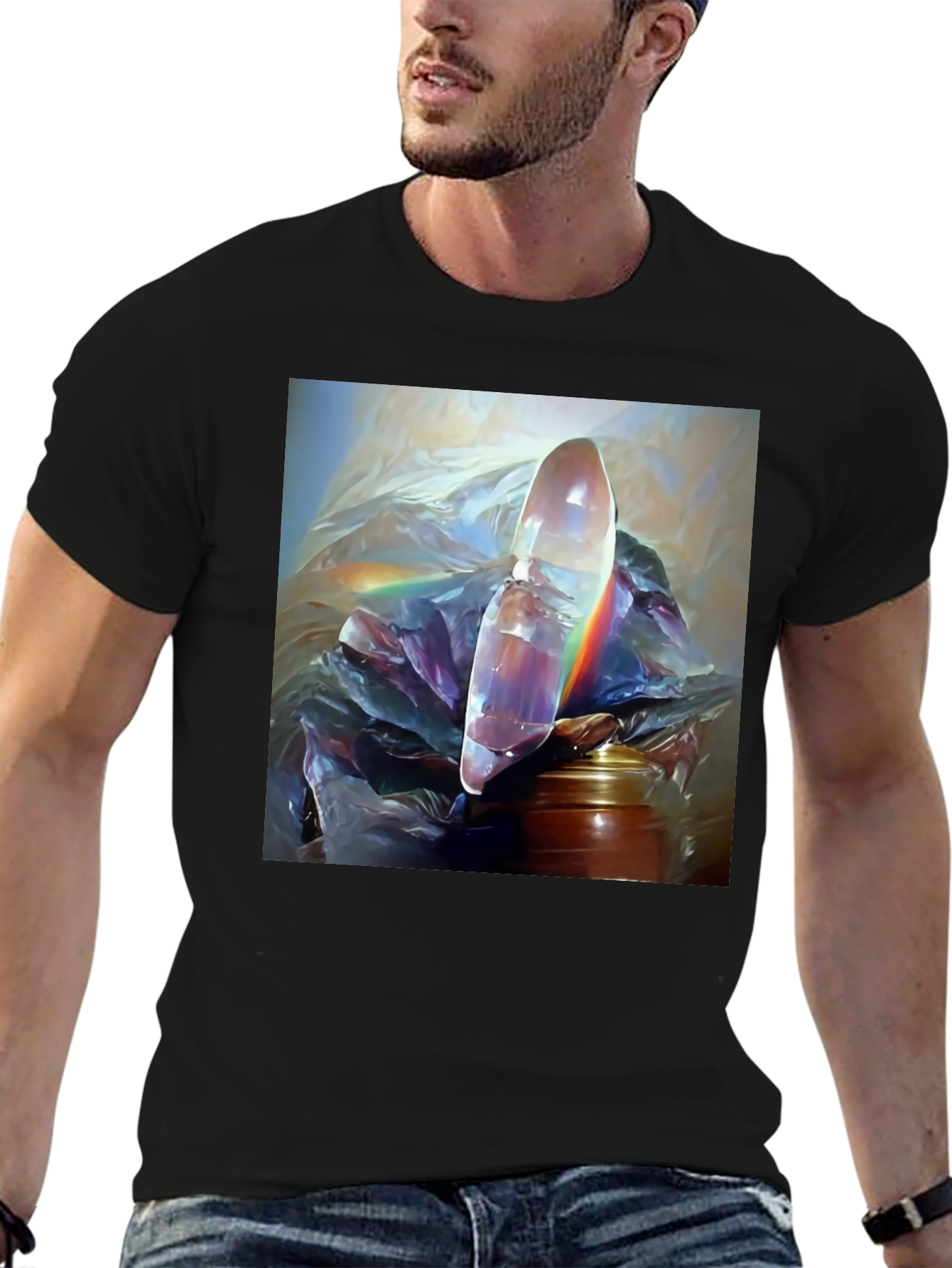 Abstract Crystal Art Black Tee