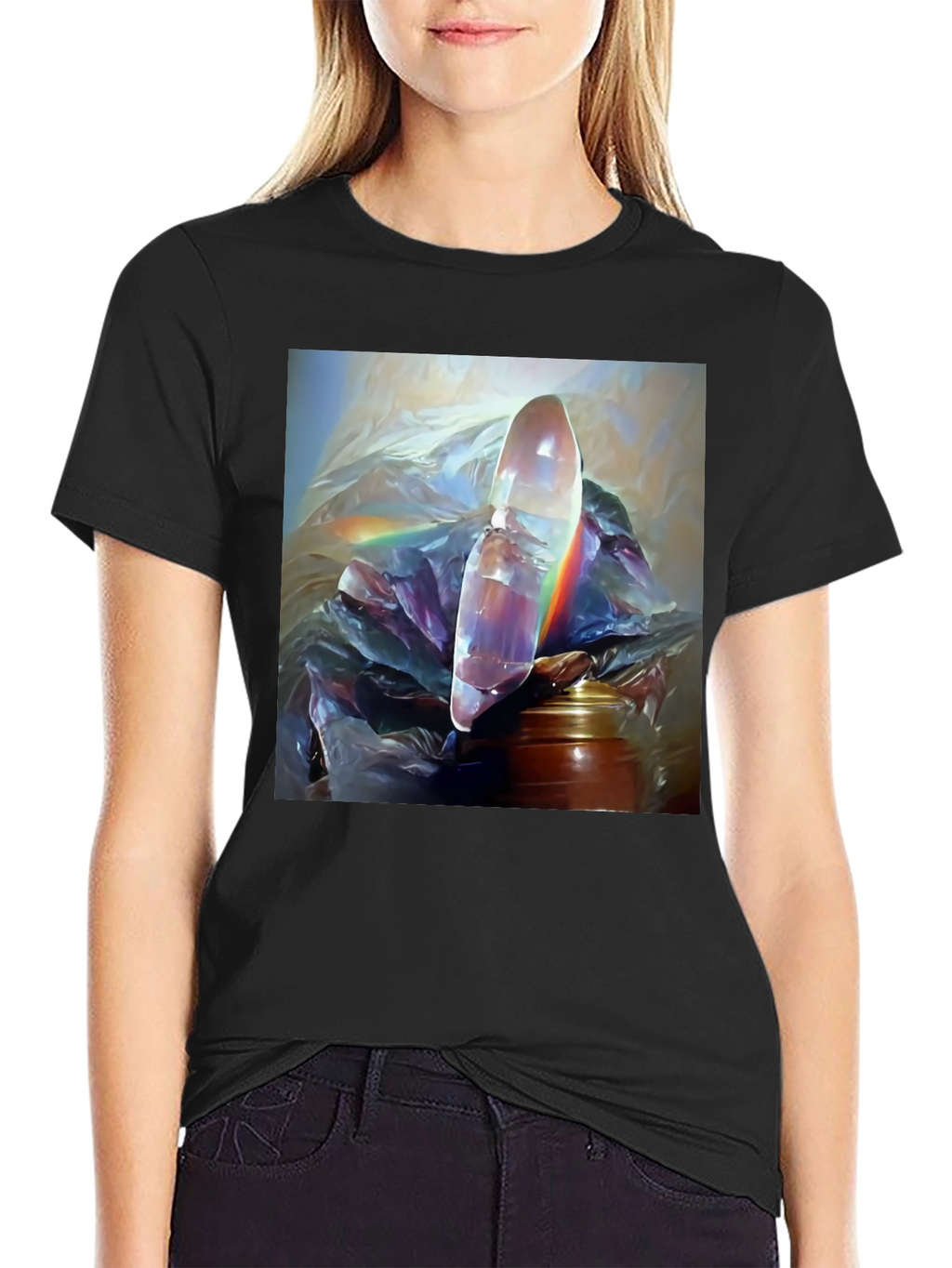 Abstract Crystal Art Black Tee