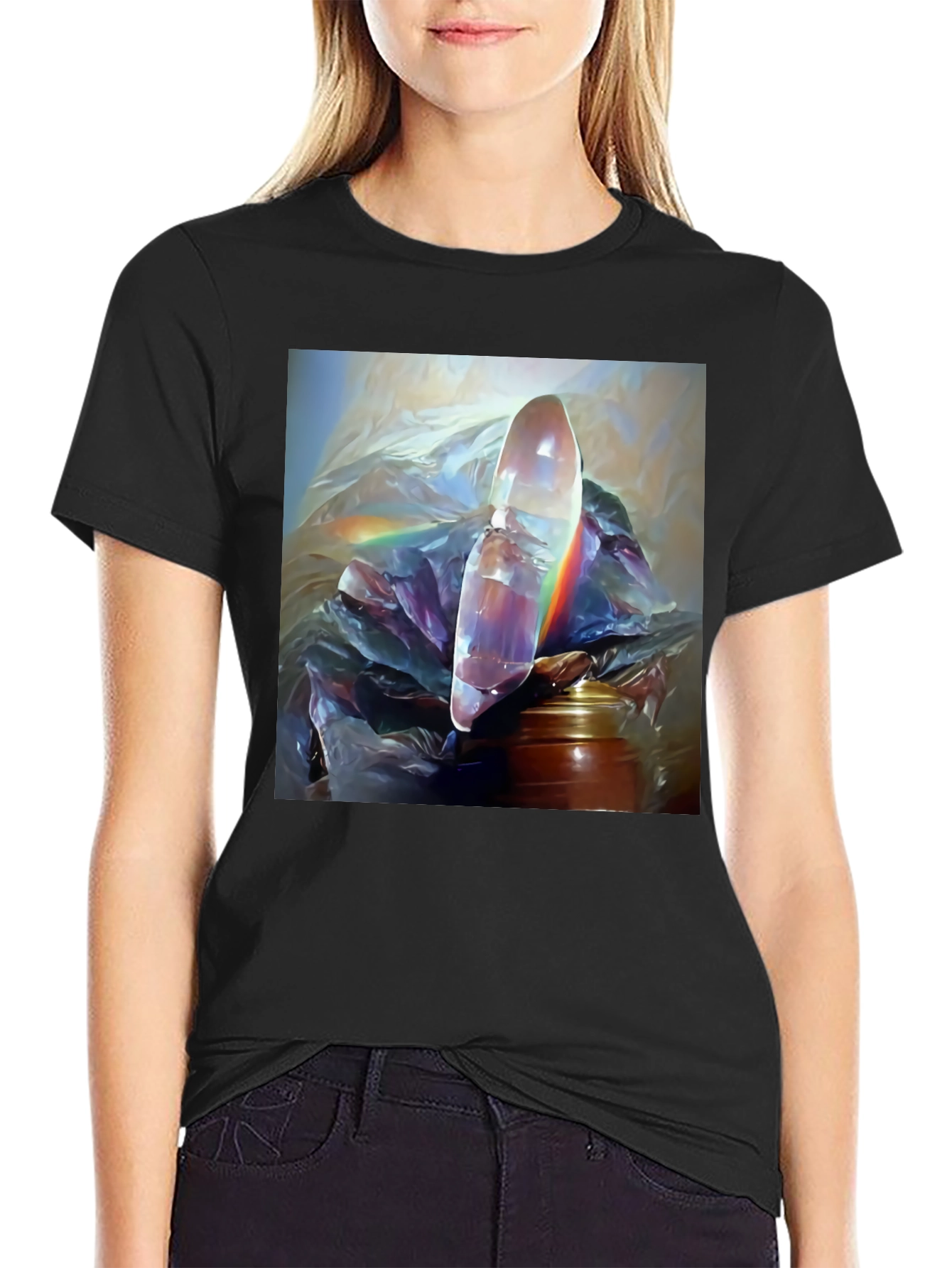 Abstract Crystal Art Black Tee