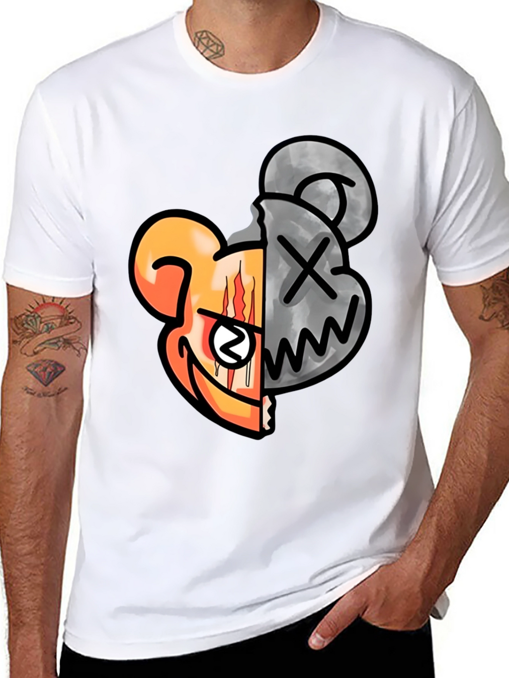 Graphic Print Crew Neck T-Shirt - Unique Design