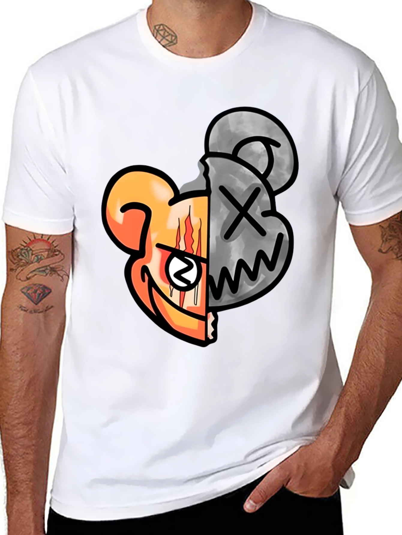 Graphic Print Crew Neck T-Shirt - Unique Design