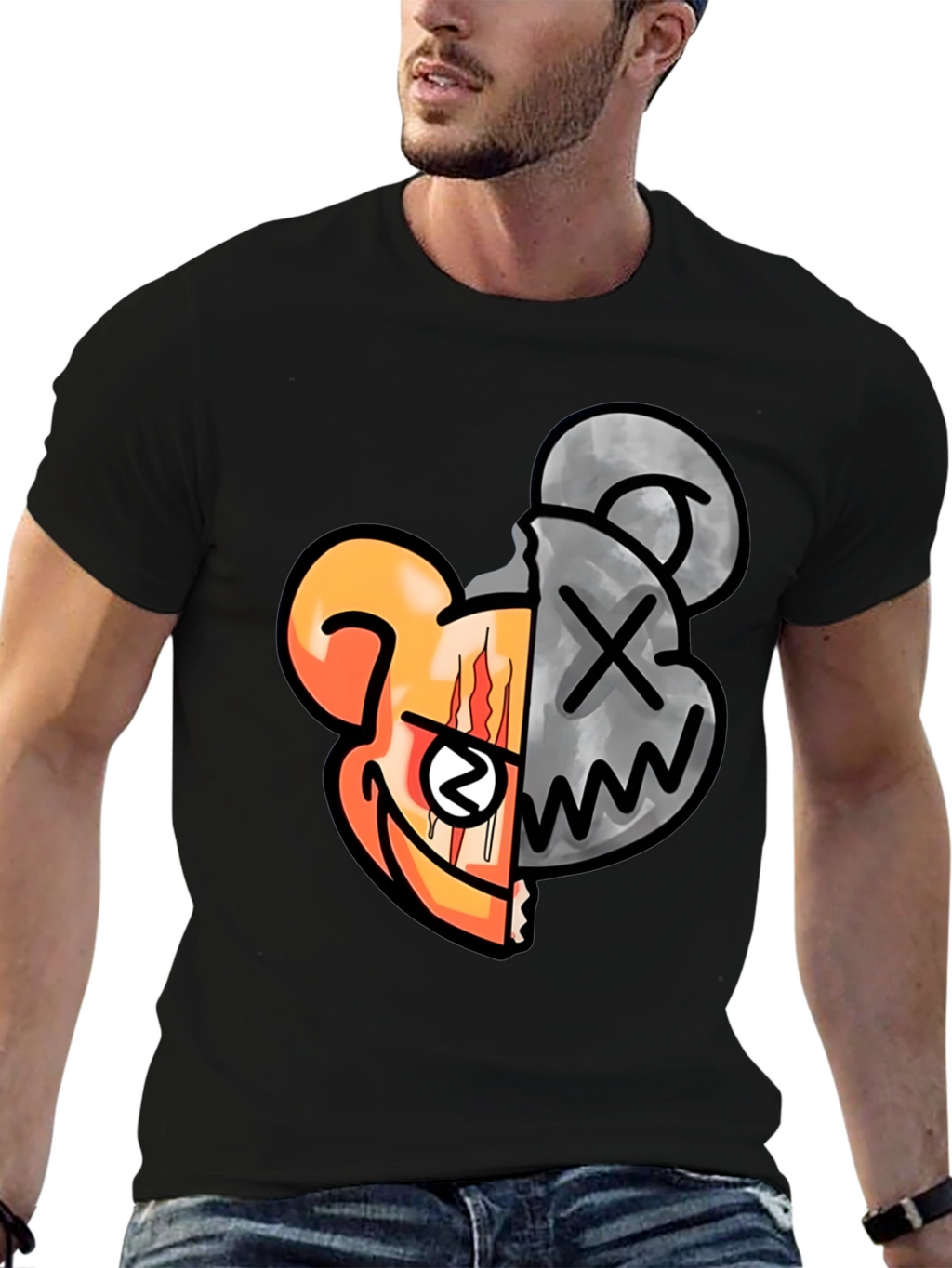 Graphic Print Crew Neck T-Shirt - Unique Design