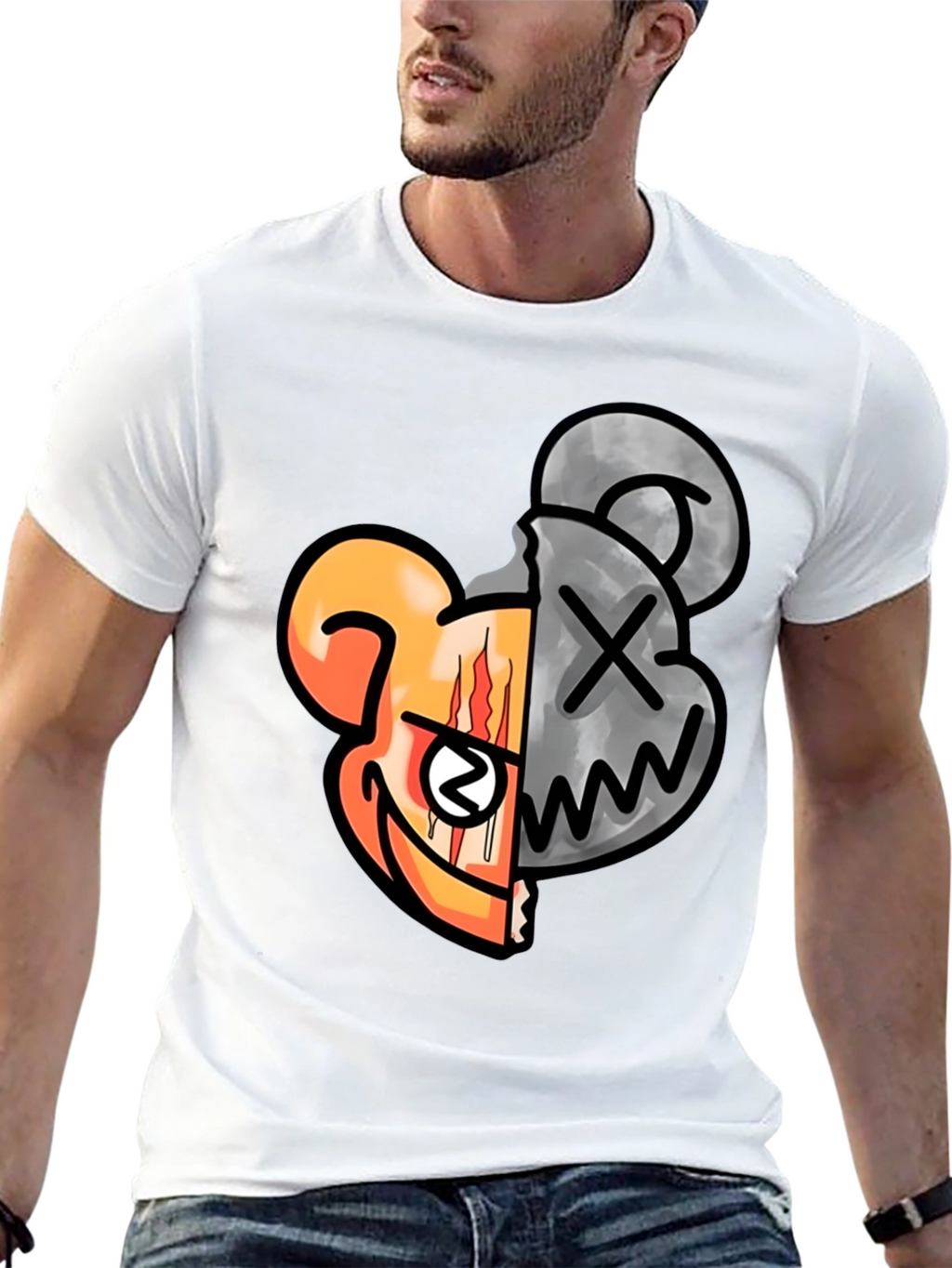 Graphic Print Crew Neck T-Shirt - Unique Design
