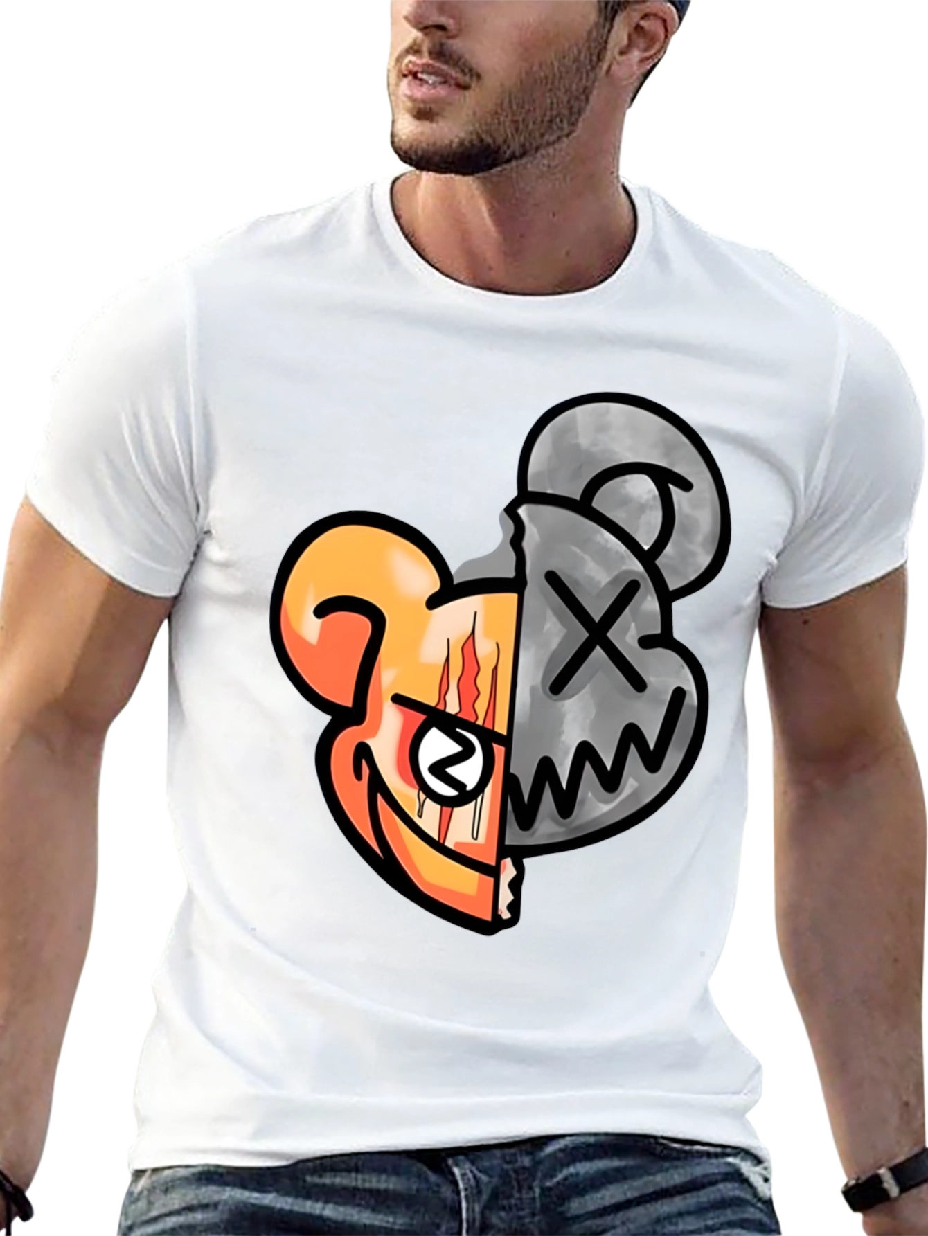 Graphic Print Crew Neck T-Shirt - Unique Design