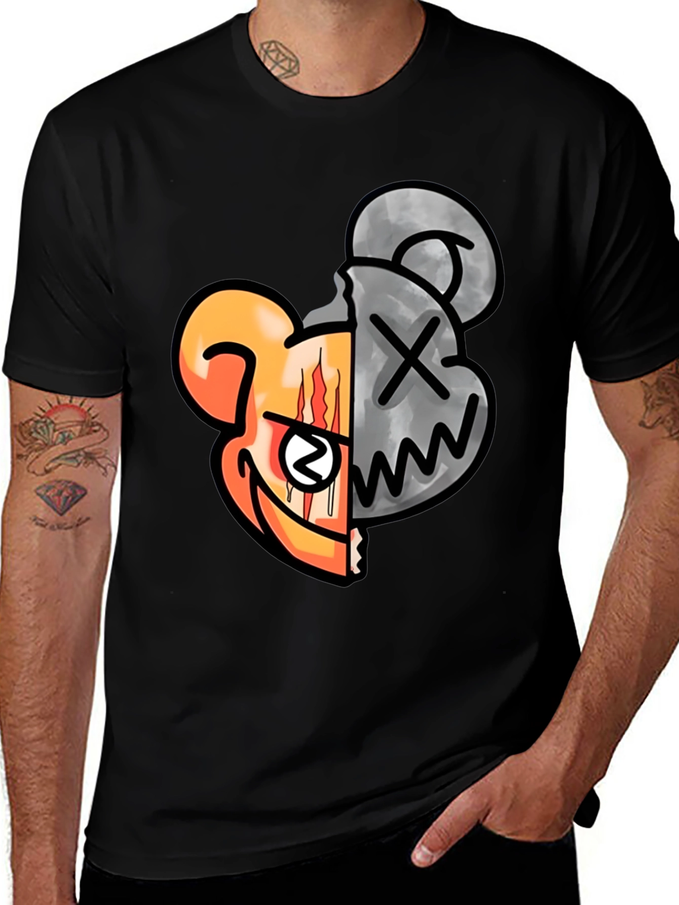 Graphic Print Crew Neck T-Shirt - Unique Design